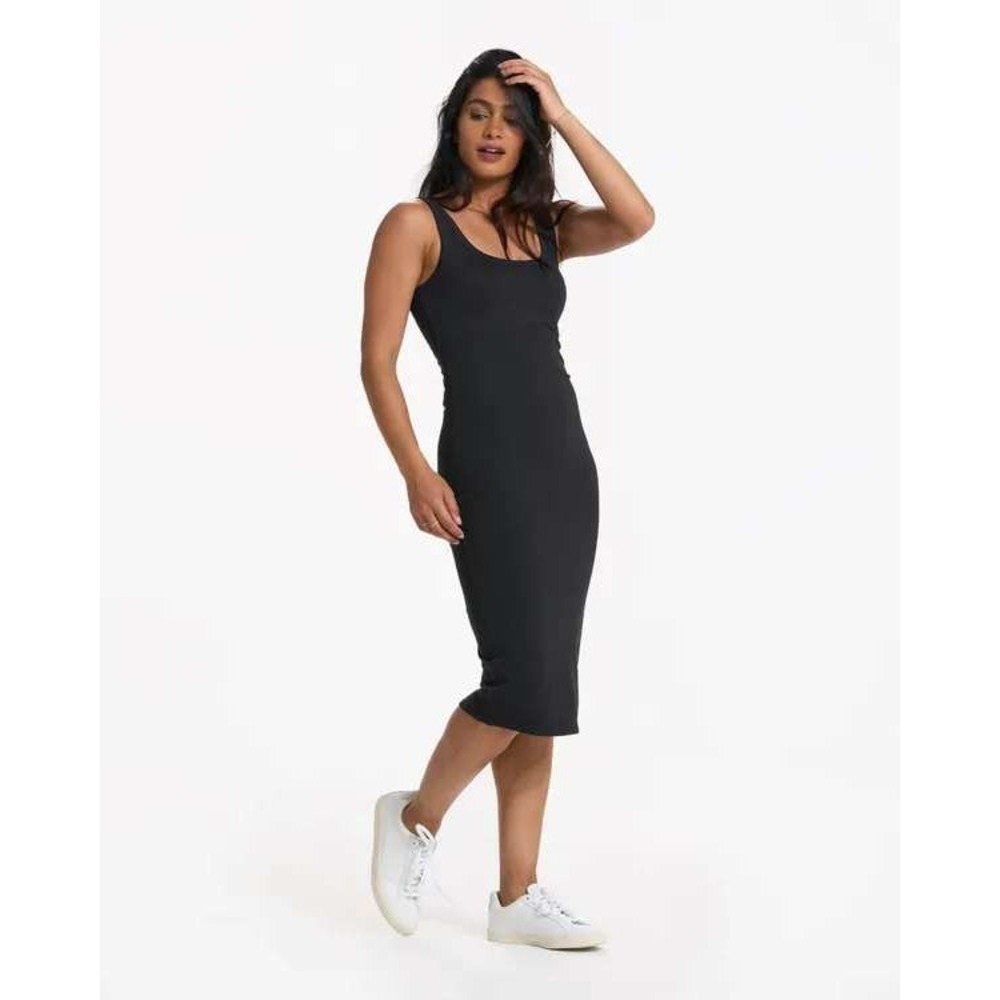 Vuori Midi Tank Dress Womens XS Black Recycled Performanceβ Stretch Scoop Neck